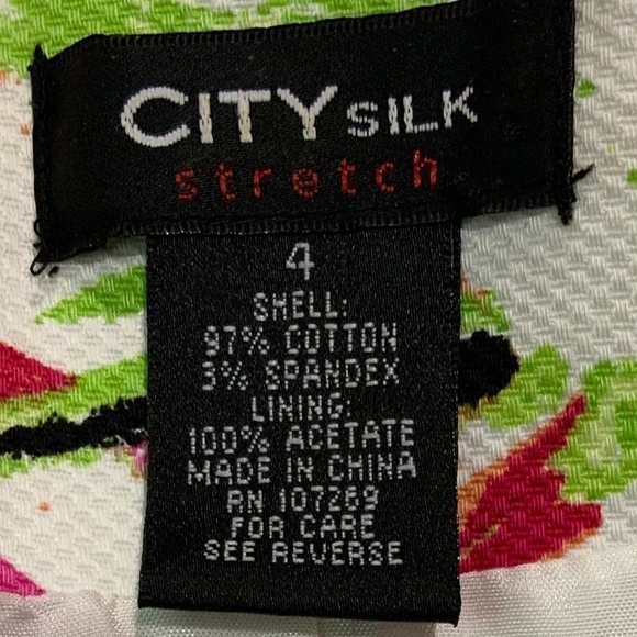 City Silk Abstract Floral Print Jacket EUC - Picture 5 of 5